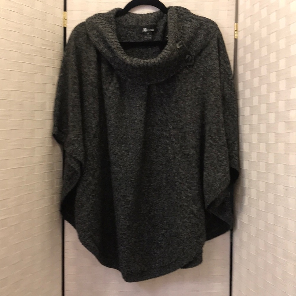 Grey cowl neck sweater poncho